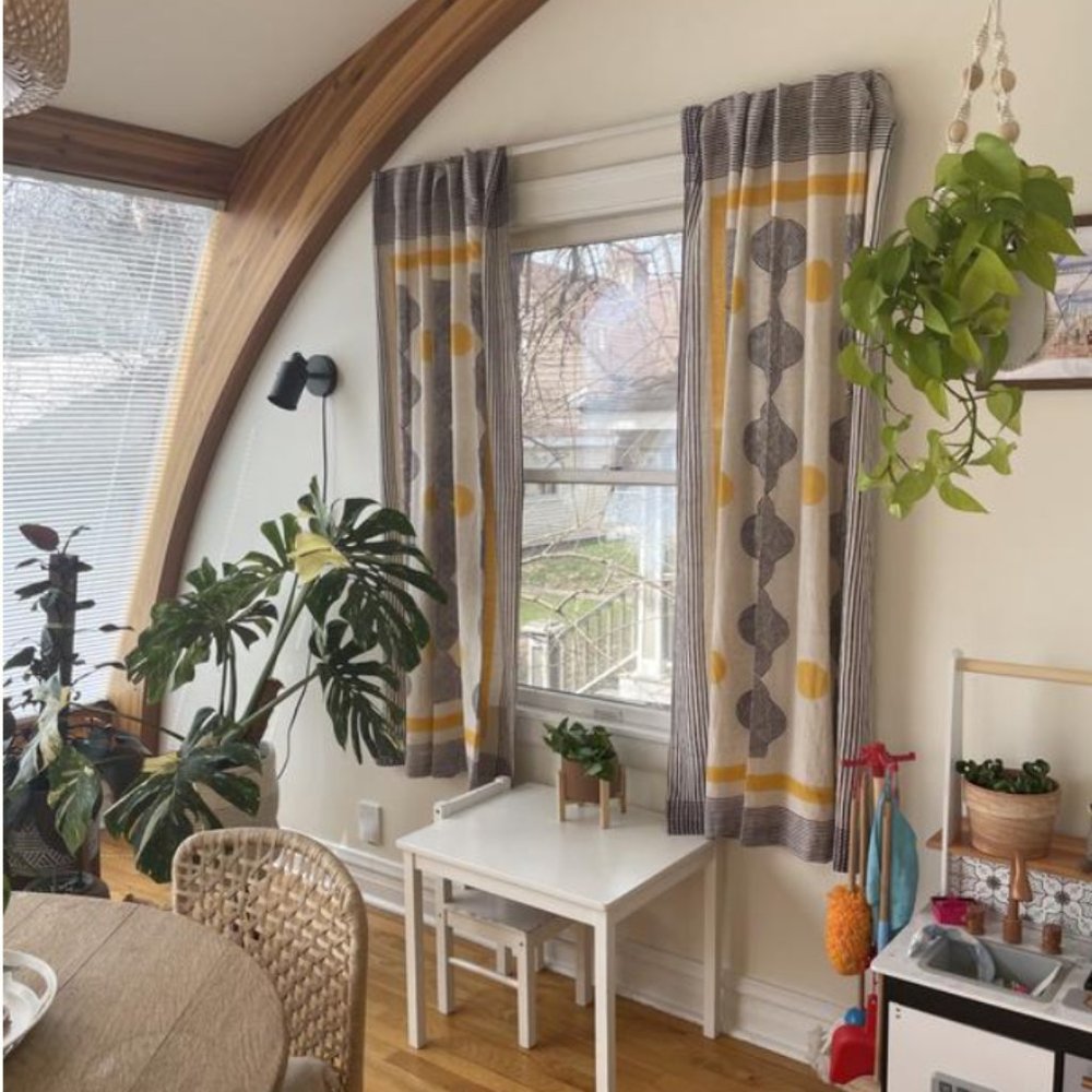 Set Anthropologie Jen Hewett Block Print Sun Wave curtains (2) panels @krwvem